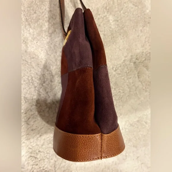 Salvatore Ferragamo Brown Patchwork Shoulder Bag Gancini suede *rare* - Picture 5 of 14